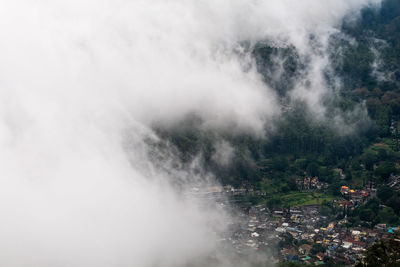 High angle view of smoke in sunlight