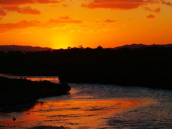 Scenic view of sea at sunset