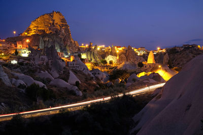 Panoramic view of illuminated city at night