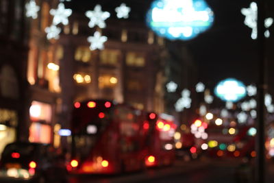 Defocused image of illuminated christmas lights