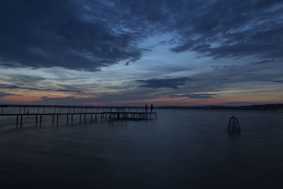 Scenic view of sea against sky at sunset