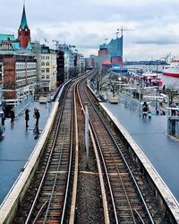 Railroad tracks in city