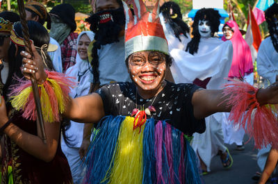 Portrait of woman in traditional clothing during festival