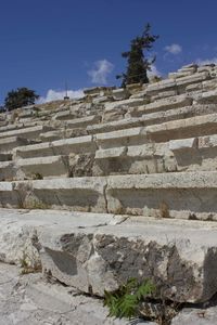 Low angle view of old ruins against sky