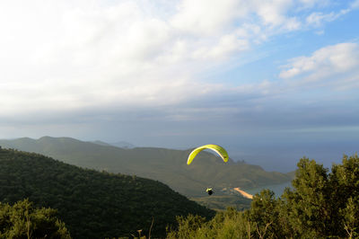 View of hot air balloon against sky