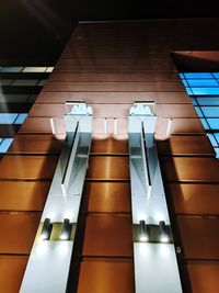 High angle view of illuminated staircase in building