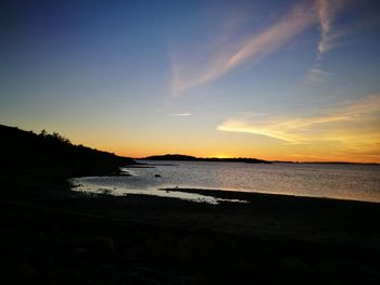 Scenic view of calm lake at sunset