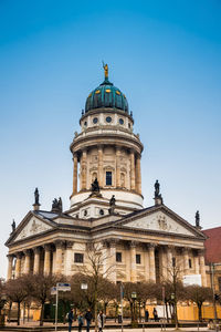 The new church also called german church  on gendarmenmarkt in a cold end of winter day