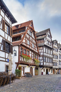 Street with historical half-timbered houses in petite france district in strasbourg, france