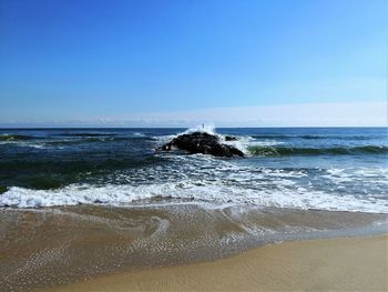 Scenic view of sea against clear sky