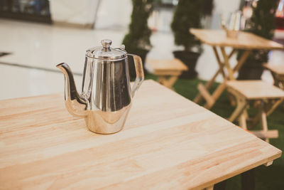 Close-up of coffee cup on table