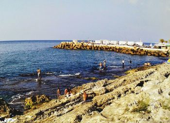 Scenic view of sea against clear sky