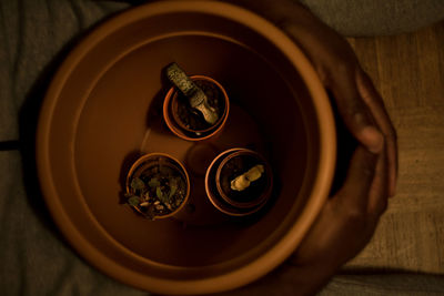 Directly above shot of tea on table