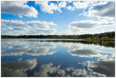Scenic view of lake against sky