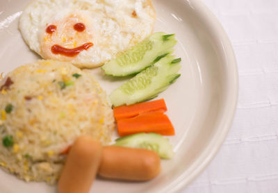 High angle view of meal served in plate