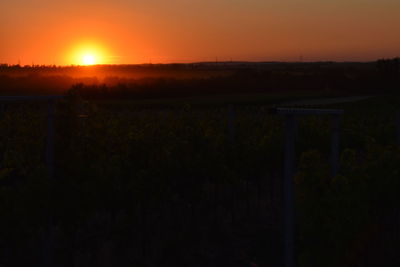 Scenic view of field against sky during sunset