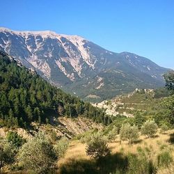 Scenic view of mountains against clear sky