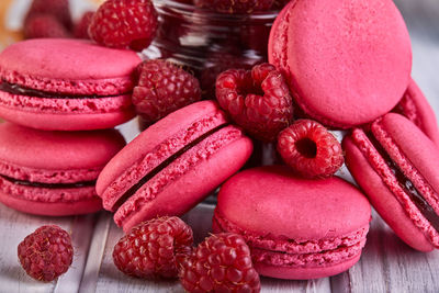 Close-up of macaroons on table