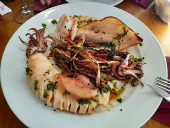 High angle view of meal served in plate