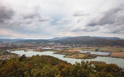 Scenic view of lake against sky