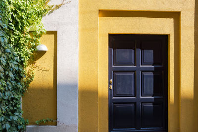 Closed door of building