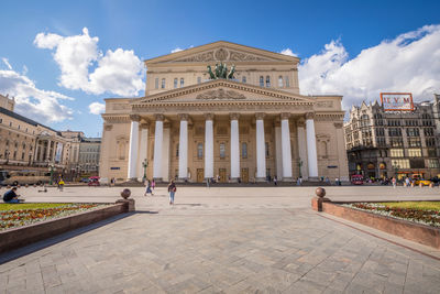 Facade of historic building against sky