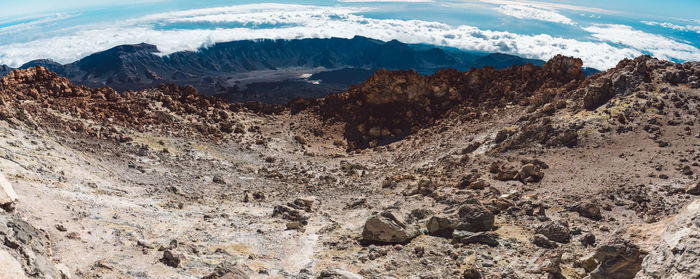 Aerial view of snowcapped mountains