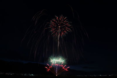 Firework display at night