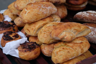 High angle view of bread on table