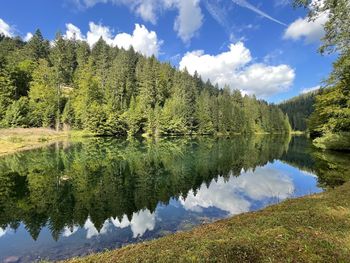 Scenic view of lake against sky