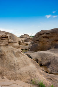 Rock formations in desert against sky