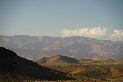 Scenic view of atlas mountains against sky morocco 