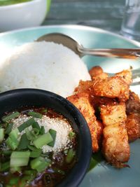 Close-up of meal served in plate