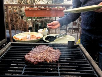 Meat on barbecue grill