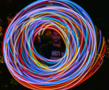 Full frame shot of multi colored light painting at night