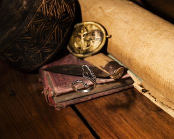 Close-up of christmas decoration on table