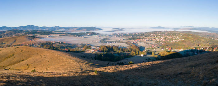 Scenic view of landscape against clear sky