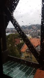 Close-up of wet window in rainy season