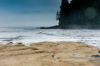 Scenic view of beach against sky