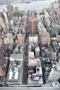 High angle view of city buildings