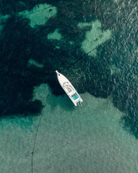 Aerial view of boat in sea