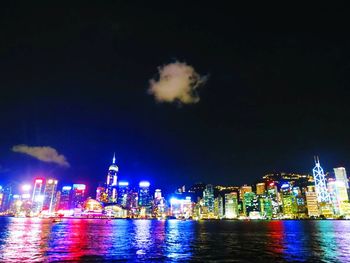 City lit up at night