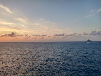 Sunset, private island, cococay, ship, at sea, sky, cloud