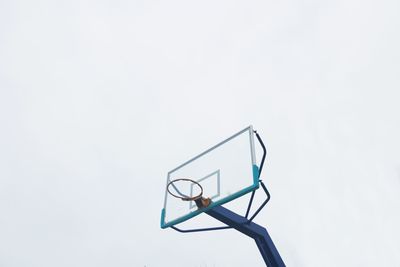 Low angle view of basketball hoop against clear sky