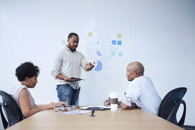 Businessman explaining colleagues in board room