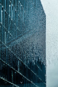 Close-up of frozen glass window