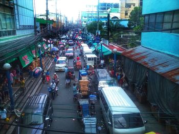 High angle view of traffic on road