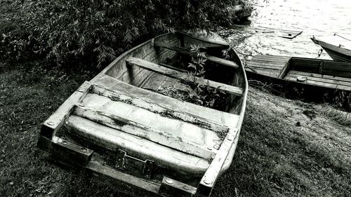 High angle view of boat in sea