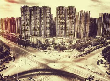 City skyline with buildings in background