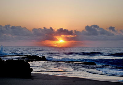 Scenic view of sea against sky during sunset